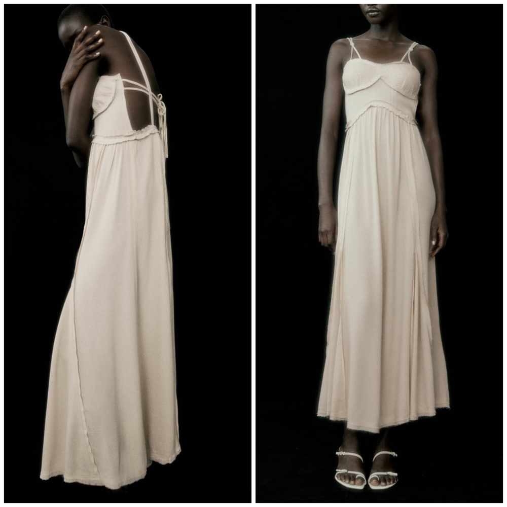 Zara rustic frayed flowy dress, RENEWCELL x ZARA collab - Picture 2 of 11